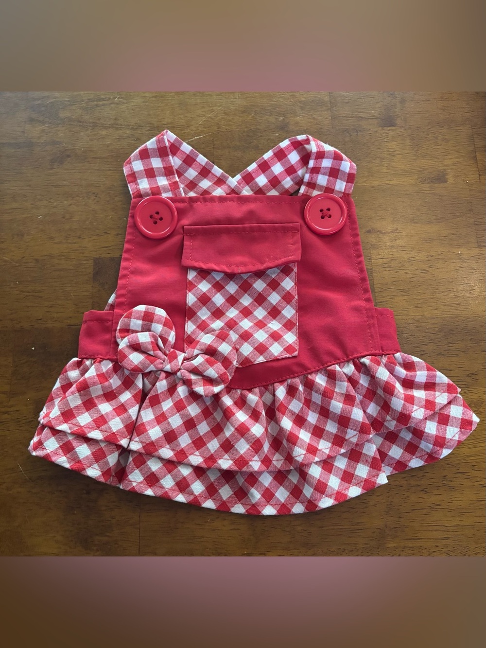 Pet Overalls Dress for Dogs Size S Dolly Parton Red Gingham NWOT
